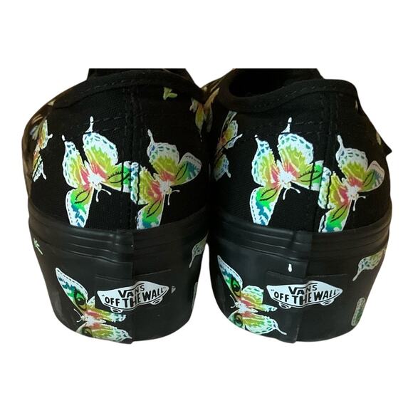 Y2K Vans Sneakers Women 7.5 Black Butterfly Platform - Picture 3 of 5